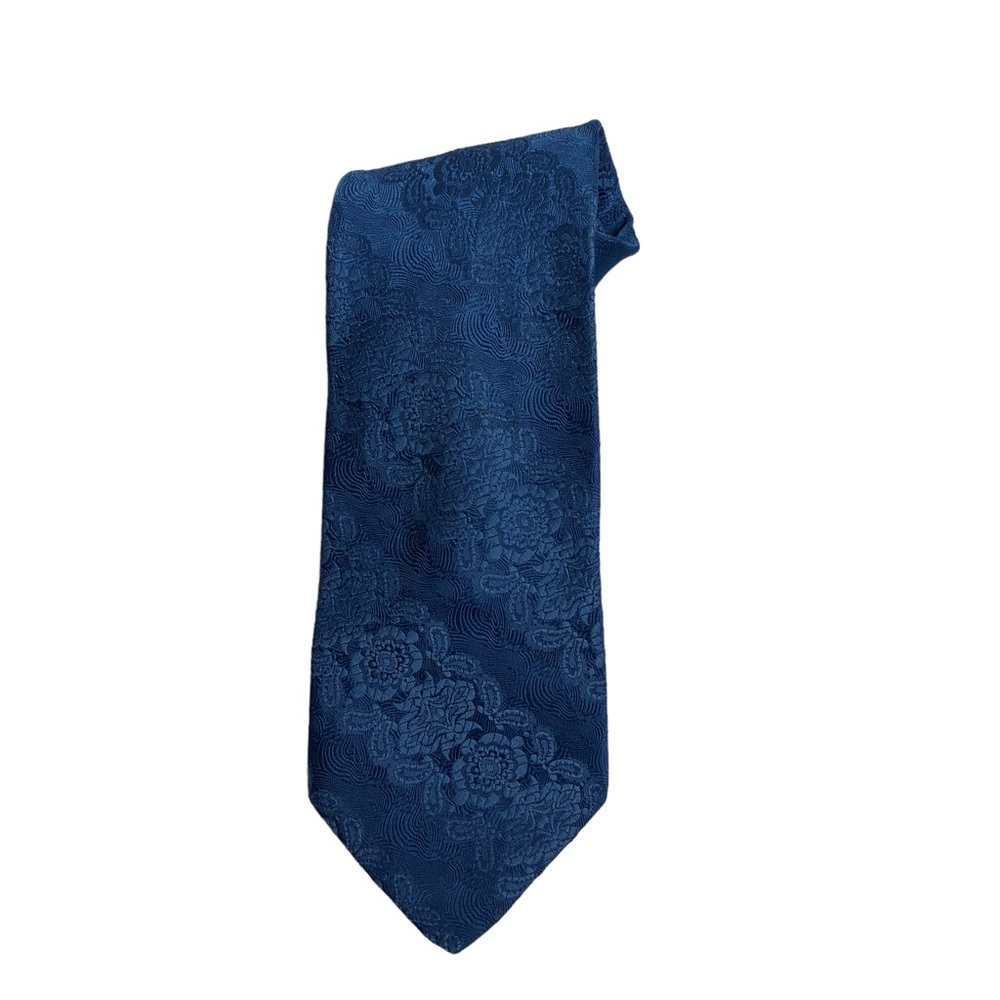 Vintage Burtons Blue Floral Print Polyester Tie